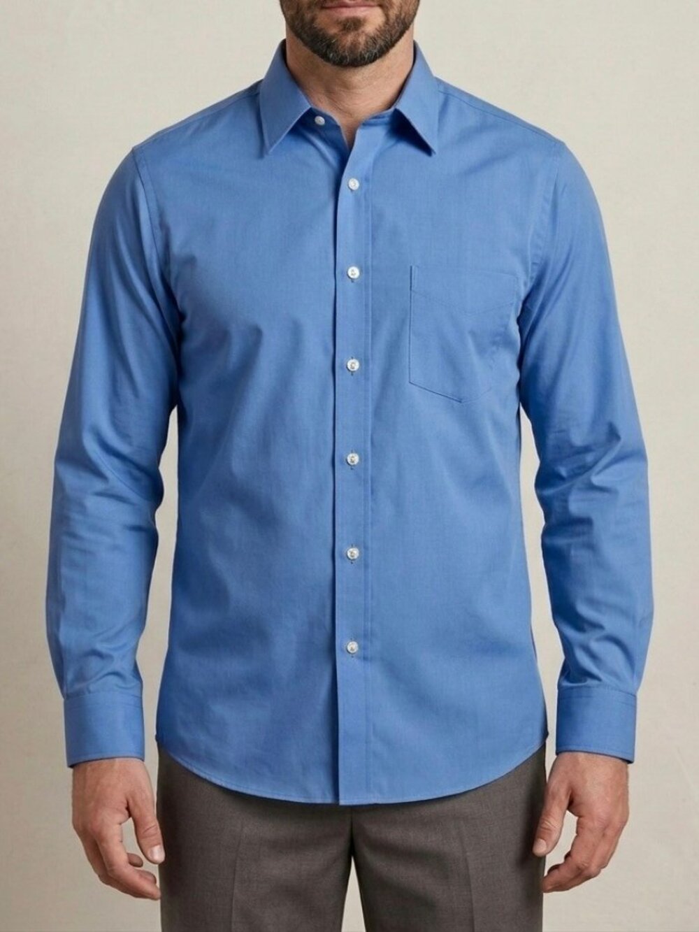 Stafford Travel Easy-Care Broadcloth Dress Shirt Fitted